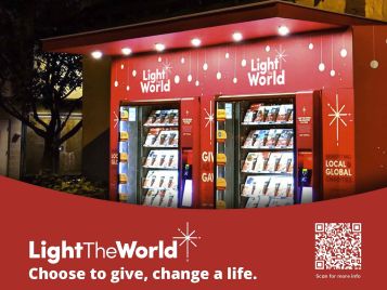 Light the World charity donation vending machines...