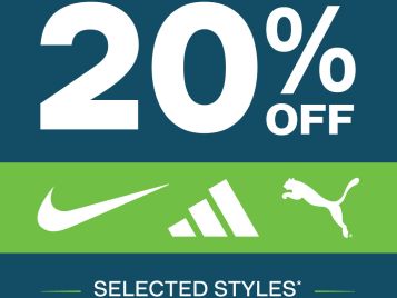 Branded Offers - Get 20% off selected styles on Nike, adidas and Puma shoes.